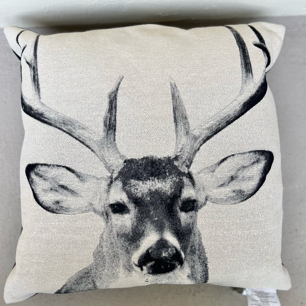 HomeTrends Deer Print Throw Pillow - Grey, Beige and Black